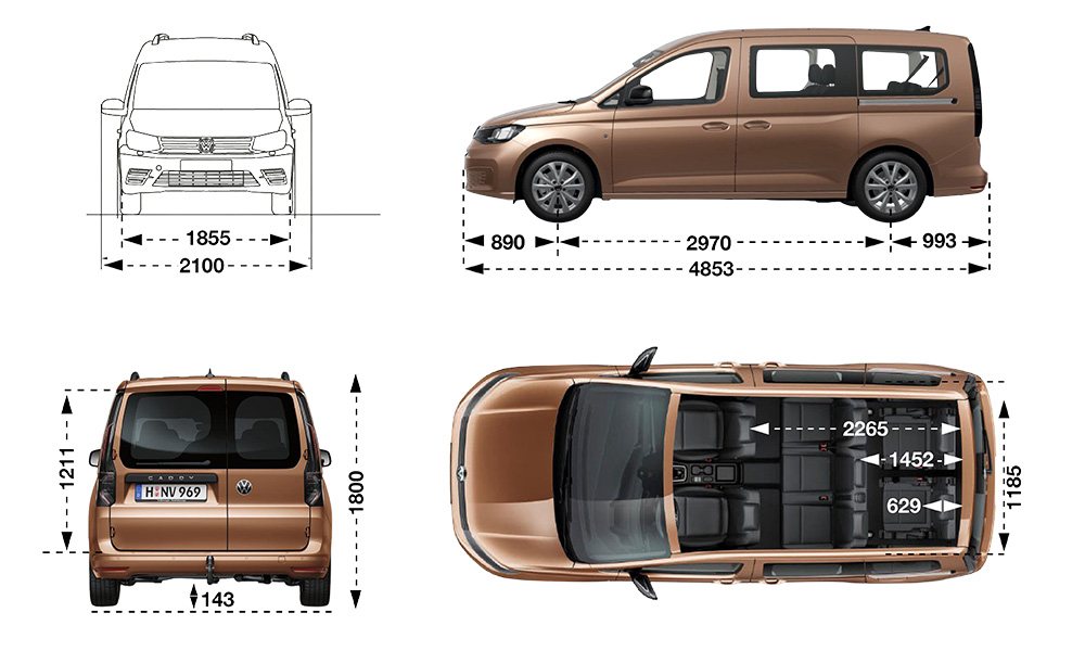 פולקסווגן קאדי מקסי לייף - מידות